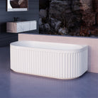 OBI 1500mm Fluted Back to Wall Free Standing Bath Gloss White Baths AROVA 