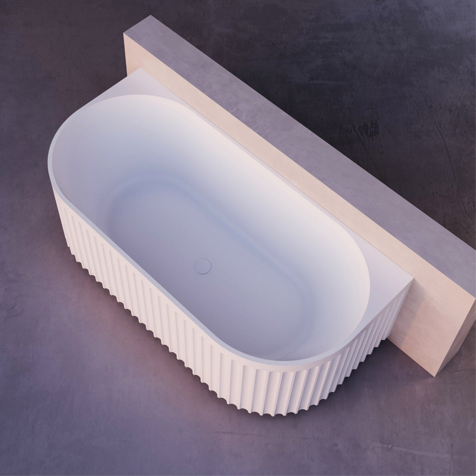 OBI 1500mm Fluted Back to Wall Free Standing Bath Matte White Baths AROVA Melbourne