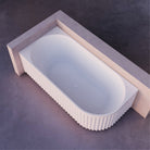 OLA 1500mm Fluted Oval Left Hand Corner Free Standing Bathtub Matte White Baths AROVA 