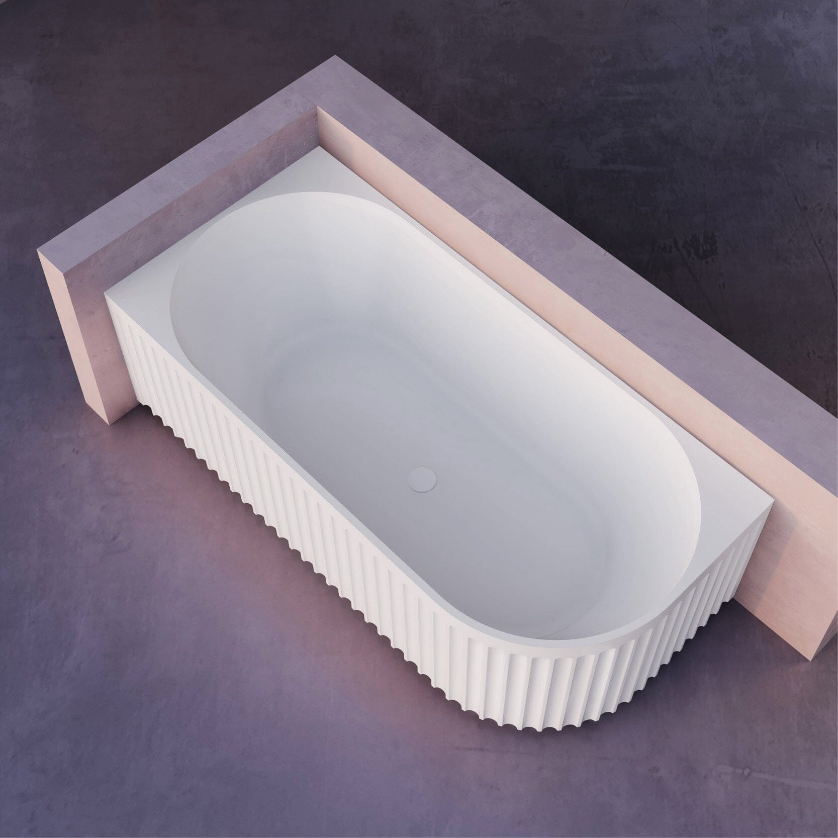 OLA 1500mm Fluted Oval Left Hand Corner Freestanding Bathtub Gloss White Baths AROVA 