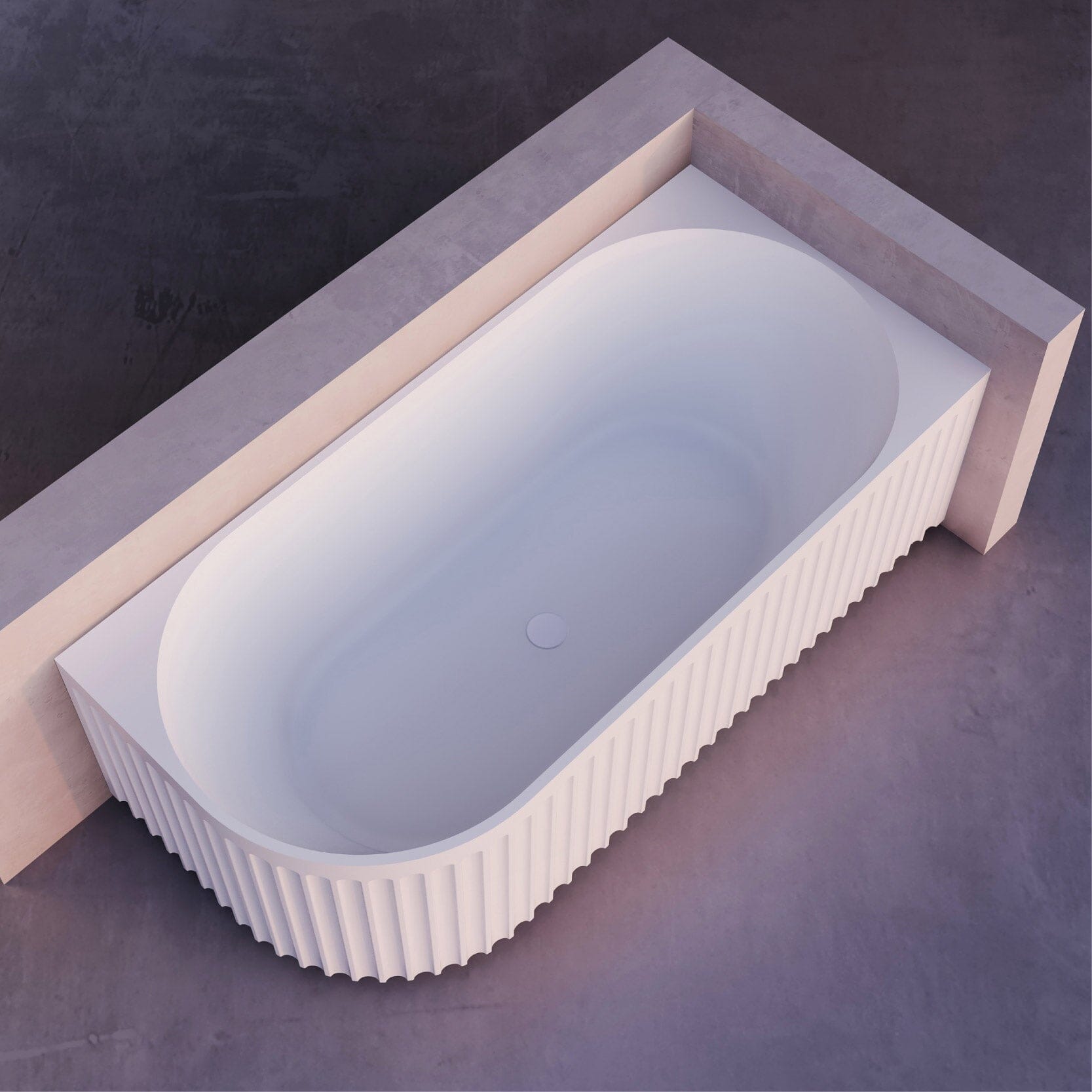 OLA 1500mm Fluted Oval Right Hand Corner Free Standing Bath Matte White Baths AROVA 