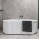 ORI 1500mm V Groove Fluted Freestanding Bathtub Gloss White Baths Arova 