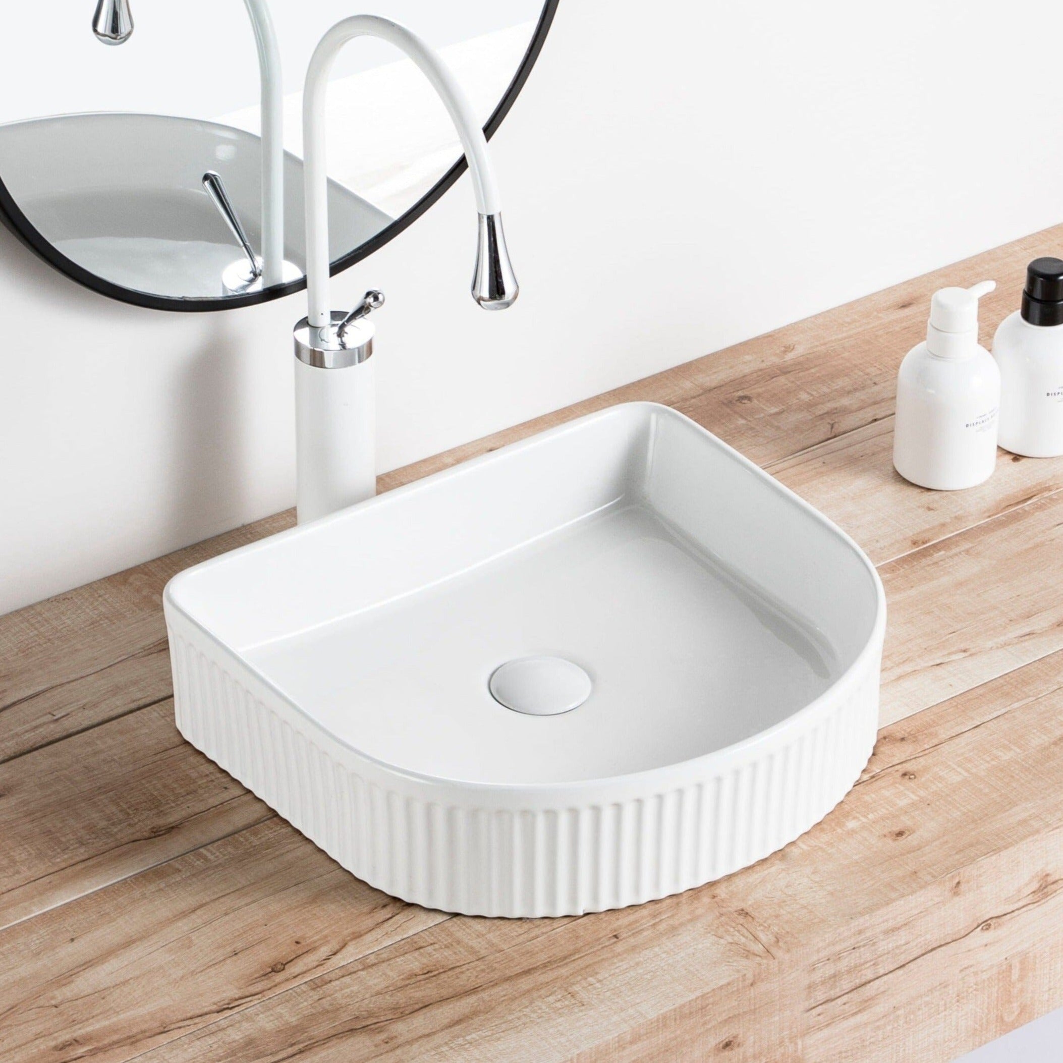 Ori 41 Arch Basin Fluted Above Counter Gloss White Basins Arova 