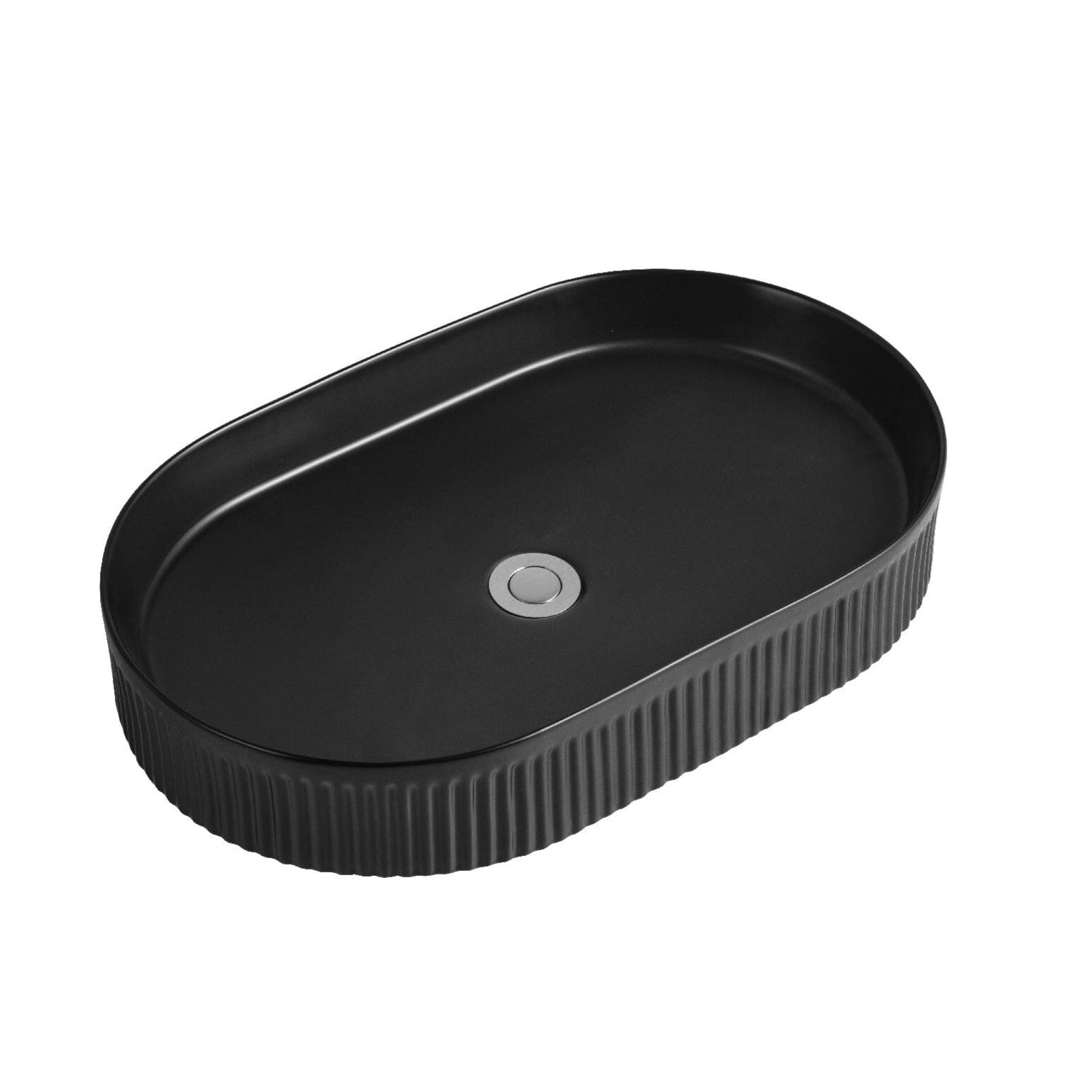 Ori 56 Fluted Oval Basin Above Counter Matte Black Basins Arova 