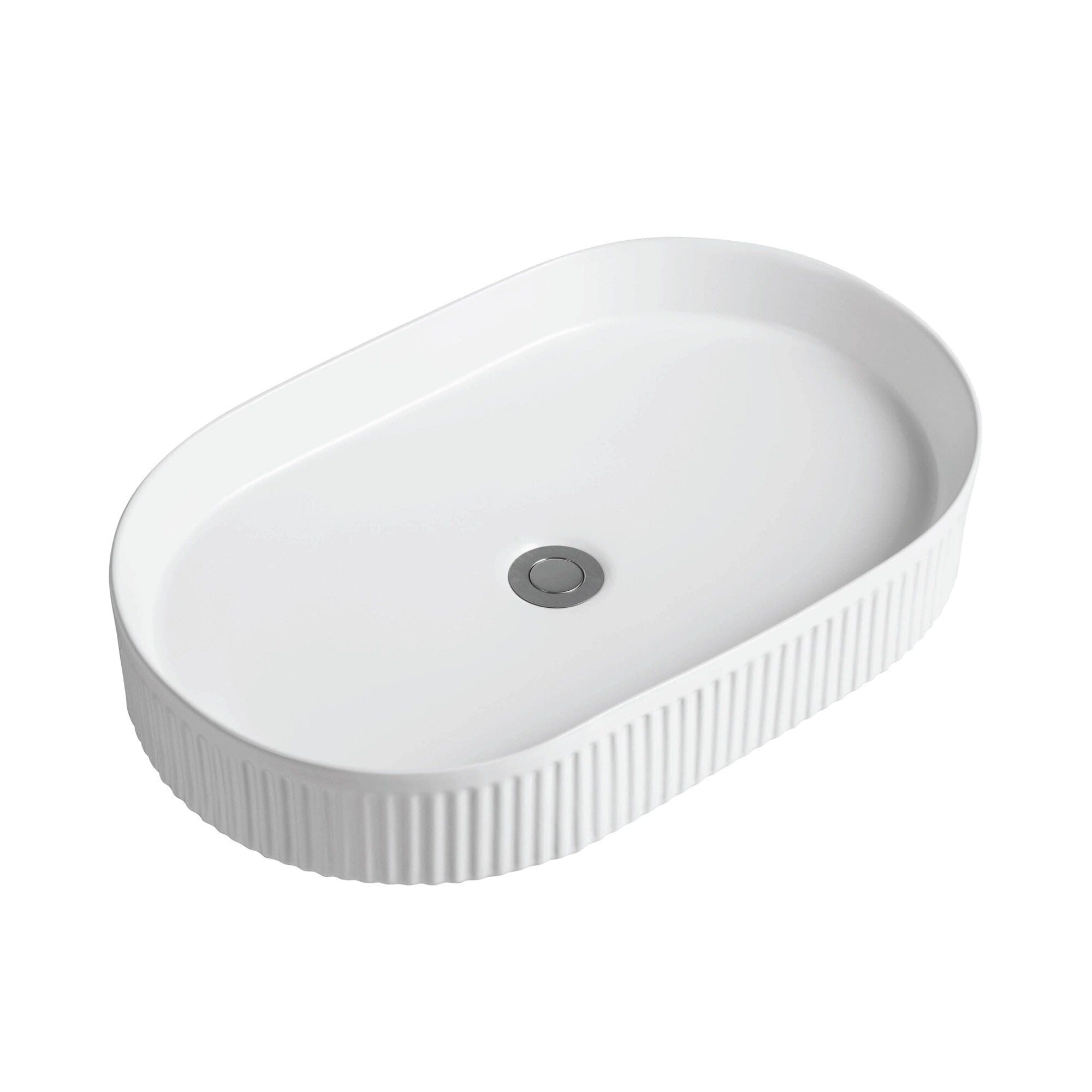 Ori 56 Fluted Oval Basin Above Counter Matte White Basins Arova 