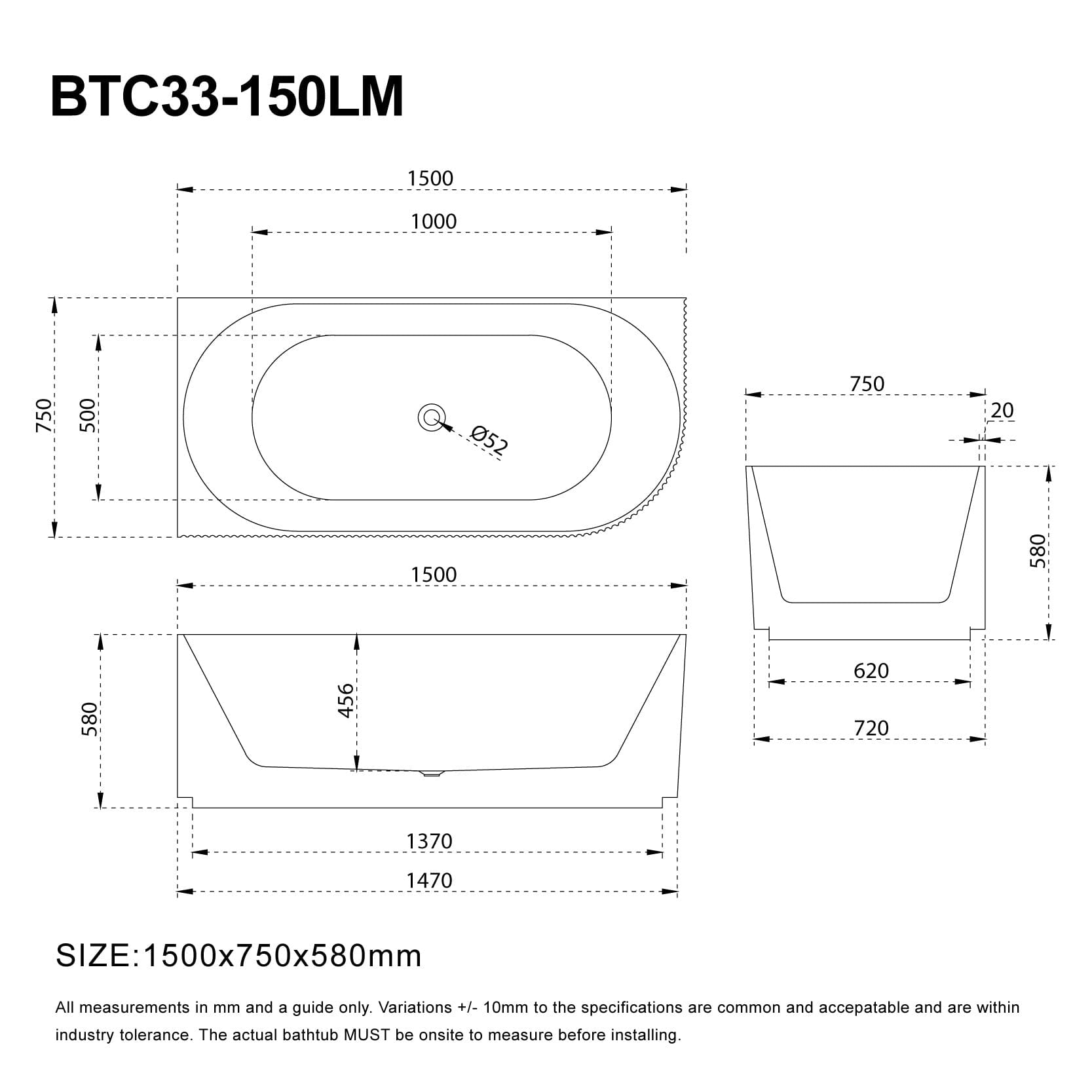 RORY 1500mm V-Groove Fluted Left Corner Free Standing Bathtub Matte White Baths AROVA 