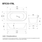 RORY 1700mm V-Groove Fluted Left Corner Free Standing Bathtub Gloss White Baths AROVA 