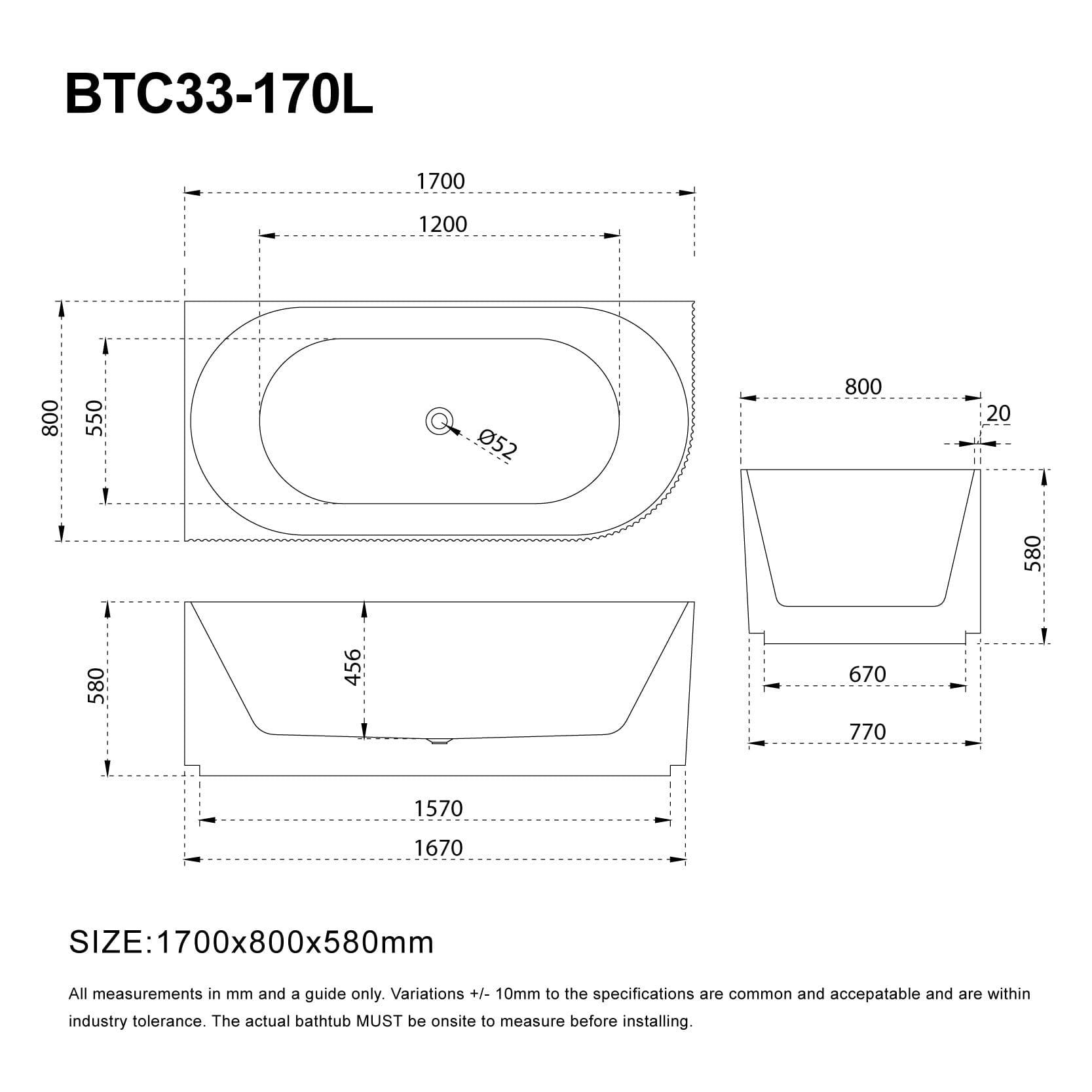 RORY 1700mm V-Groove Fluted Left Corner Free Standing Bathtub Gloss White Baths AROVA 