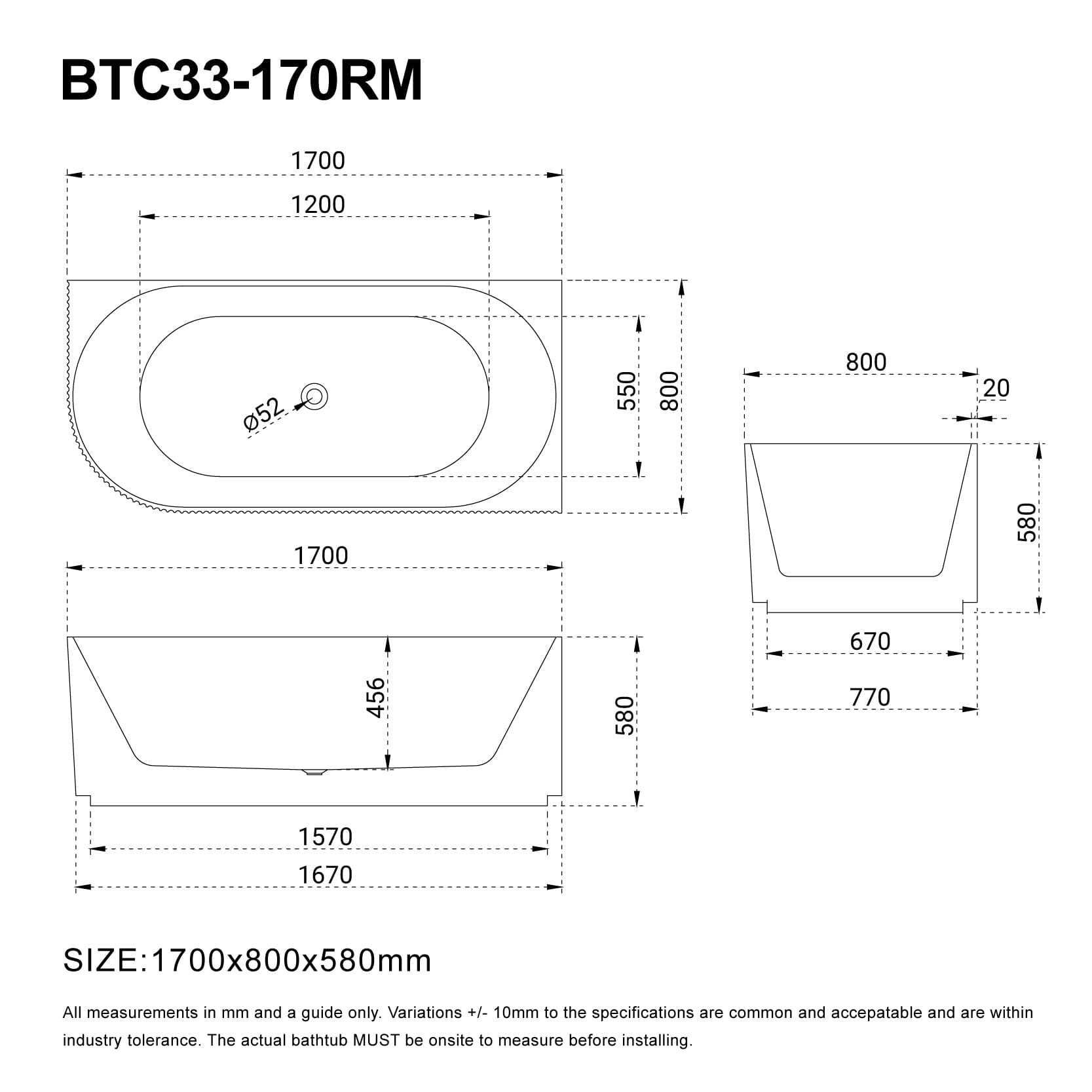 RORY 1700mm V-Groove Fluted Right Corner Free Standing Bathtub Matte White Baths AROVA 