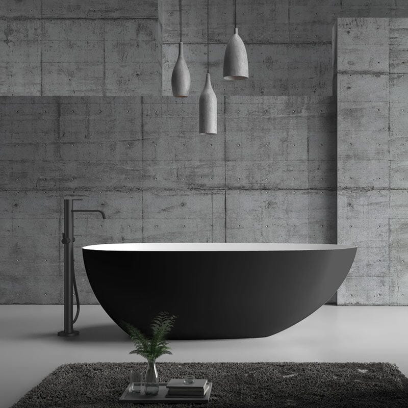 RUBI 1700mm Egg Shape Oval Freestanding Bath Black/White Baths AROVA 