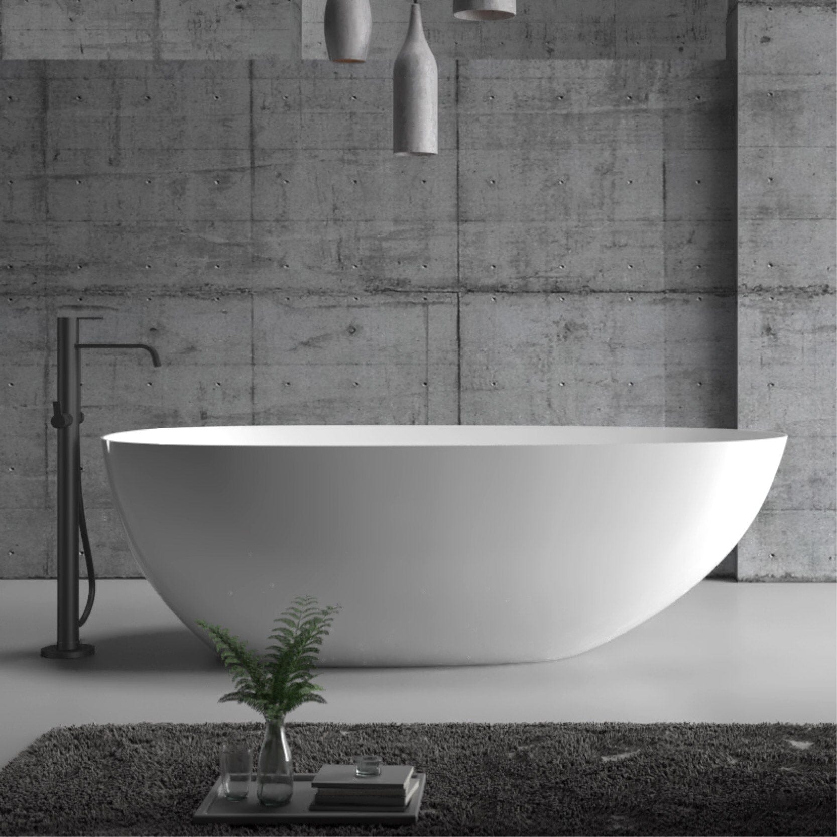 RUBI 1700mm Egg Shape Oval Freestanding Bath Matte White Baths AROVA 