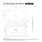 Sol Black Frame Anti-Fog Dimmable Led Bathroom Mirror Rectangular 900mmx700mm LED Mirror Arova 