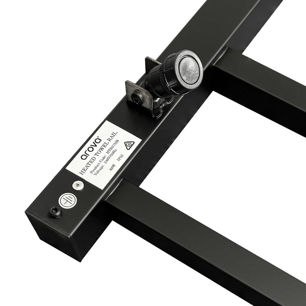 Heated Towel Rail Square Matte Black VIVA Arova Melbourne AROVA