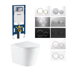 Yara51 Rimless Tornado Wall Hung Toilet Package - Geberit Sigma 8 Duofix In Wall Cistern & Round Button Toilets Arova 