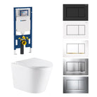 Yara51 Rimless Tornado Wall Hung Toilet Package - Geberit Sigma 8 Duofix In Wall Cistern & Square Button Toilets Arova 