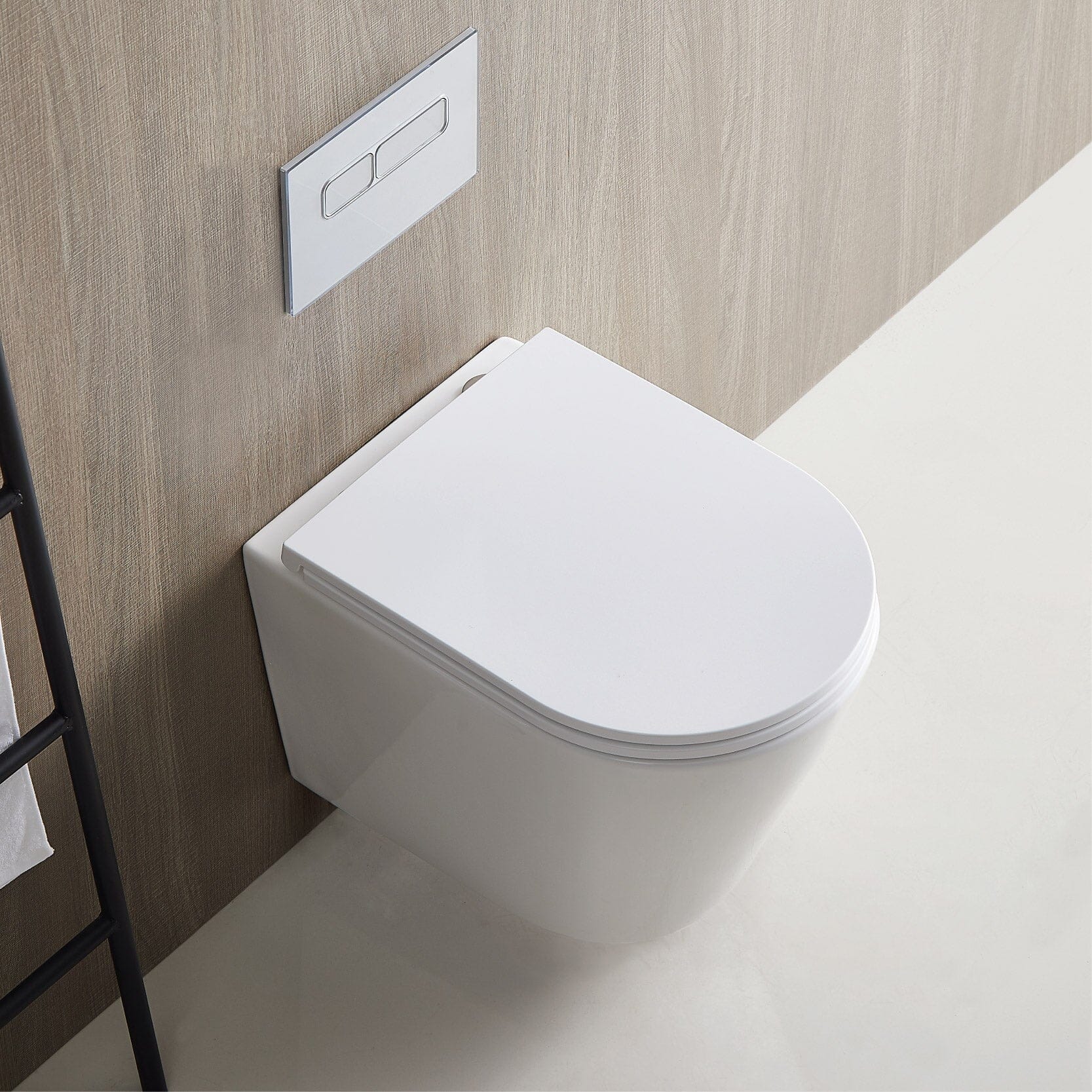 Yara51 Rimless Tornado Wall Hung Toilet Package - Geberit Sigma 8 Duofix In Wall Cistern & Square Button Toilets Arova 