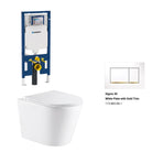 Yara51 Rimless Tornado Wall Hung Toilet Package - Geberit Sigma 8 Duofix In Wall Cistern & Square Button Toilets Arova Geberit Sigma 8 Duofix In Wall Cistern and Frame - 111.698.00.1 Sigma 30 White Plate with Gold Trim-115.883.KK.1 