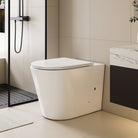 Yara58 Rimless Tornado Floor Mount Toilet + Geberit Stainless Steel Button Package Toilets Arova 