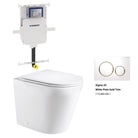 Yara58 Rimless Tornado Floor Mount Toilet Package - Geberit Sigma 8 Cistern & Round Button AROVA White plate with gold trim 