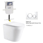 Yara58 Rimless Tornado Floor Mount Toilet Package - Geberit Sigma 8 Cistern & Round Button Toilets Arova White plate with chrome trim 