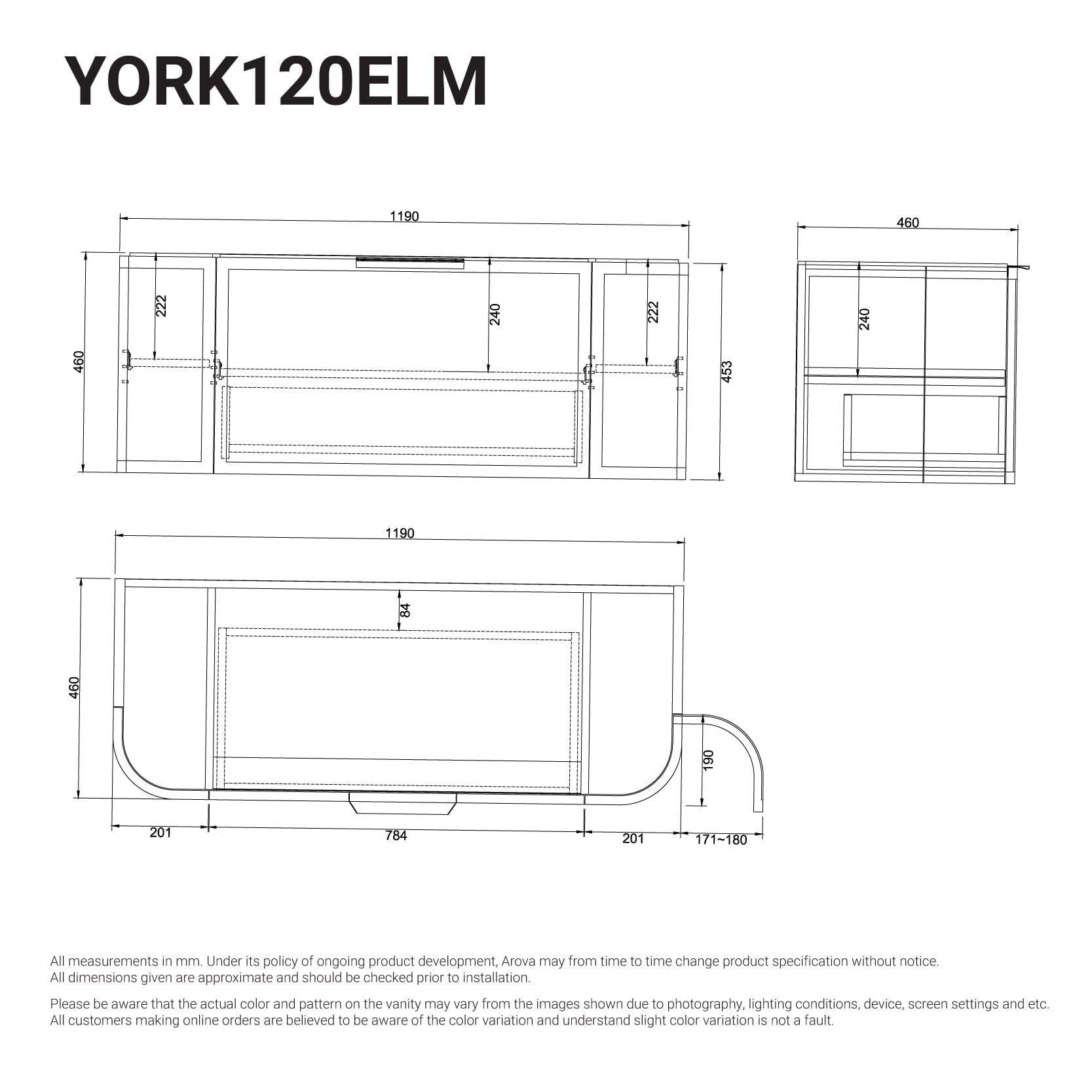 York 1200mm Curved Wall Hung Bathroom Vanity Timber Vanities Arova 