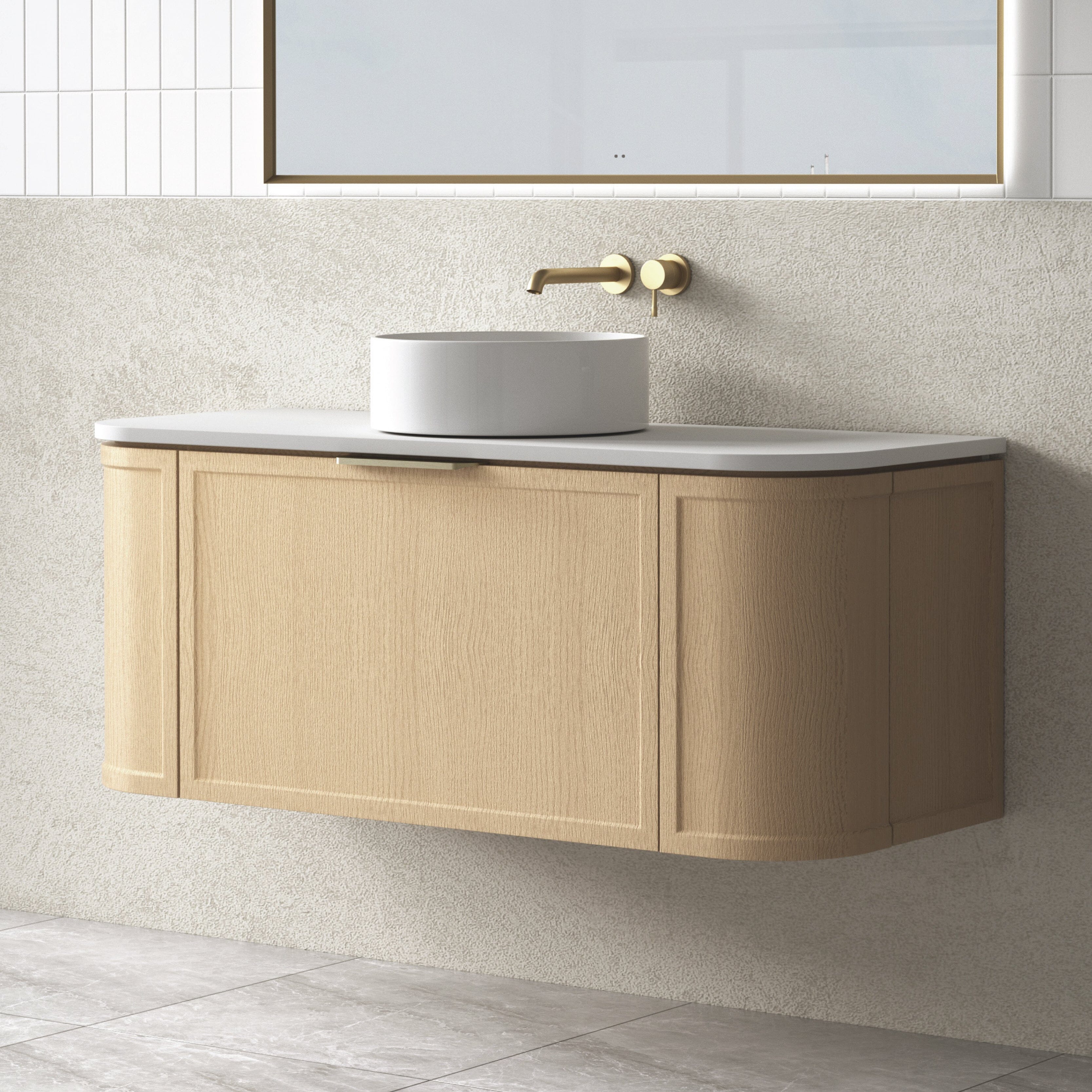 York 1200mm Curved Wall Hung Bathroom Vanity Timber Vanities Arova 