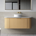 York 1200mm Curved Wall Hung Timber Vanity + Luxe Stone Top Arova 