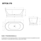 YORK 1700mm Hampton Style Oval Free Standing Bathtub Gloss White Baths Arova 