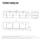 York 1800mm Curved Wall Hung Bathroom Vanity Timber Vanities Arova 