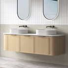 York 1800mm Curved Wall Hung Timber Vanity + Luxe Stone Top Arova 