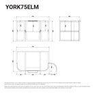 York 750mm Curved Wall Hung Bathroom Vanity Timber Vanities Arova 