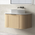 York 900mm Curved Wall Hung Timber Vanity + Luxe Stone Top Arova 