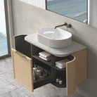 York 900mm Curved Wall Hung Timber Vanity + Luxe Stone Top Arova 