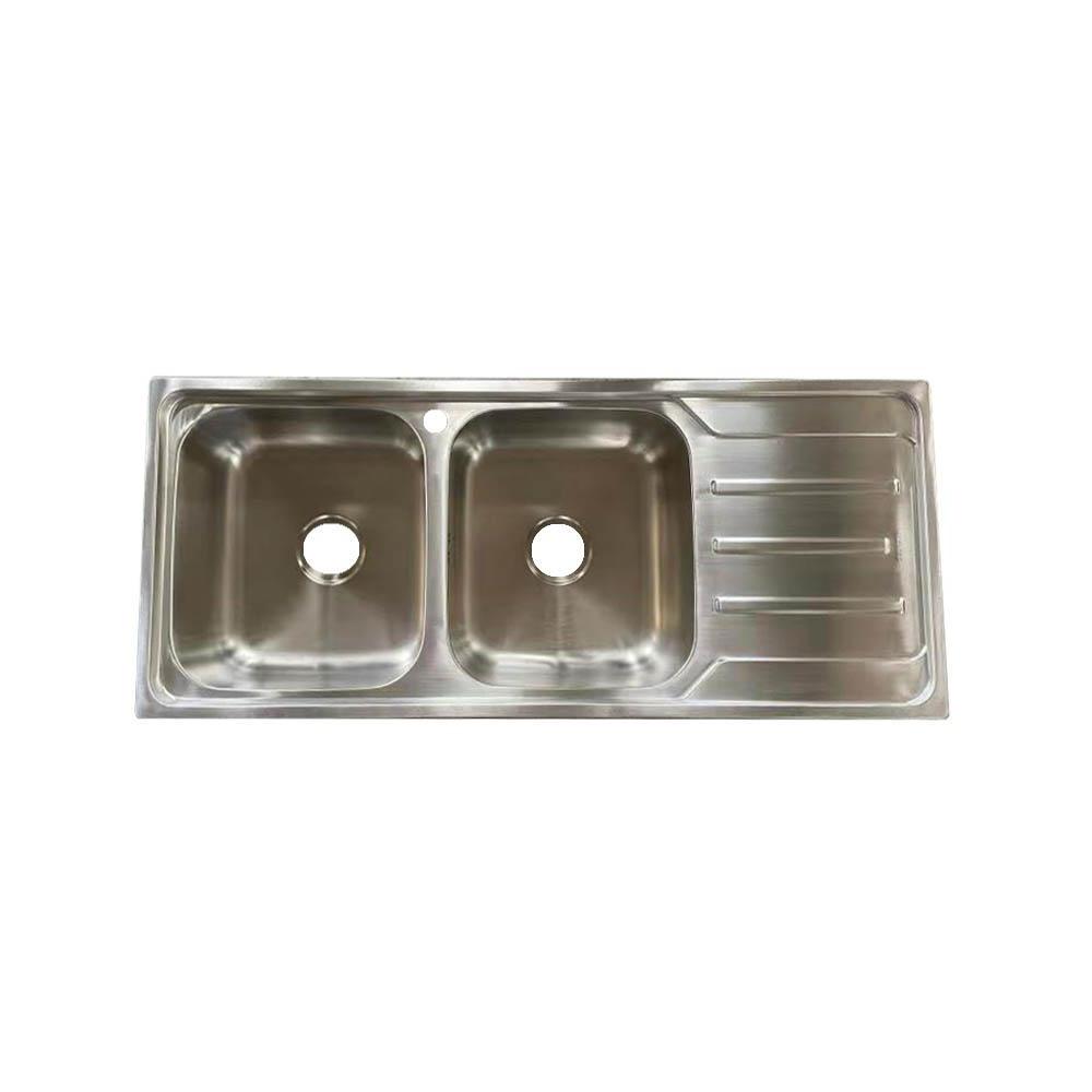 1200 x 500mm BASS Double Bowl Sink with Drainer Sinks Arova Left Hand Bowl 