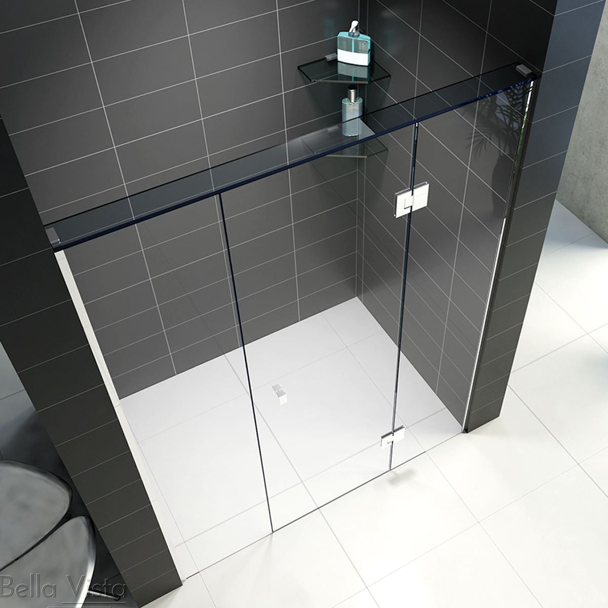 2100mm Custom Fully Frameless Shower Screen - Front Only - Multiple Sizes Showers Bella Vista 