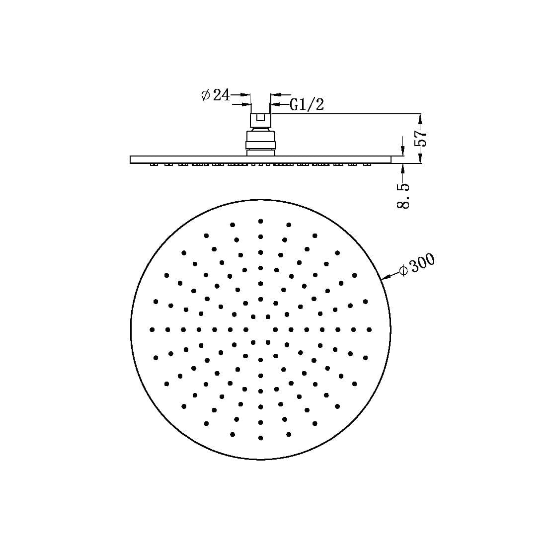 300mm Round Shower Head Brushed Bronze NRROA120BZ Showers Nero 