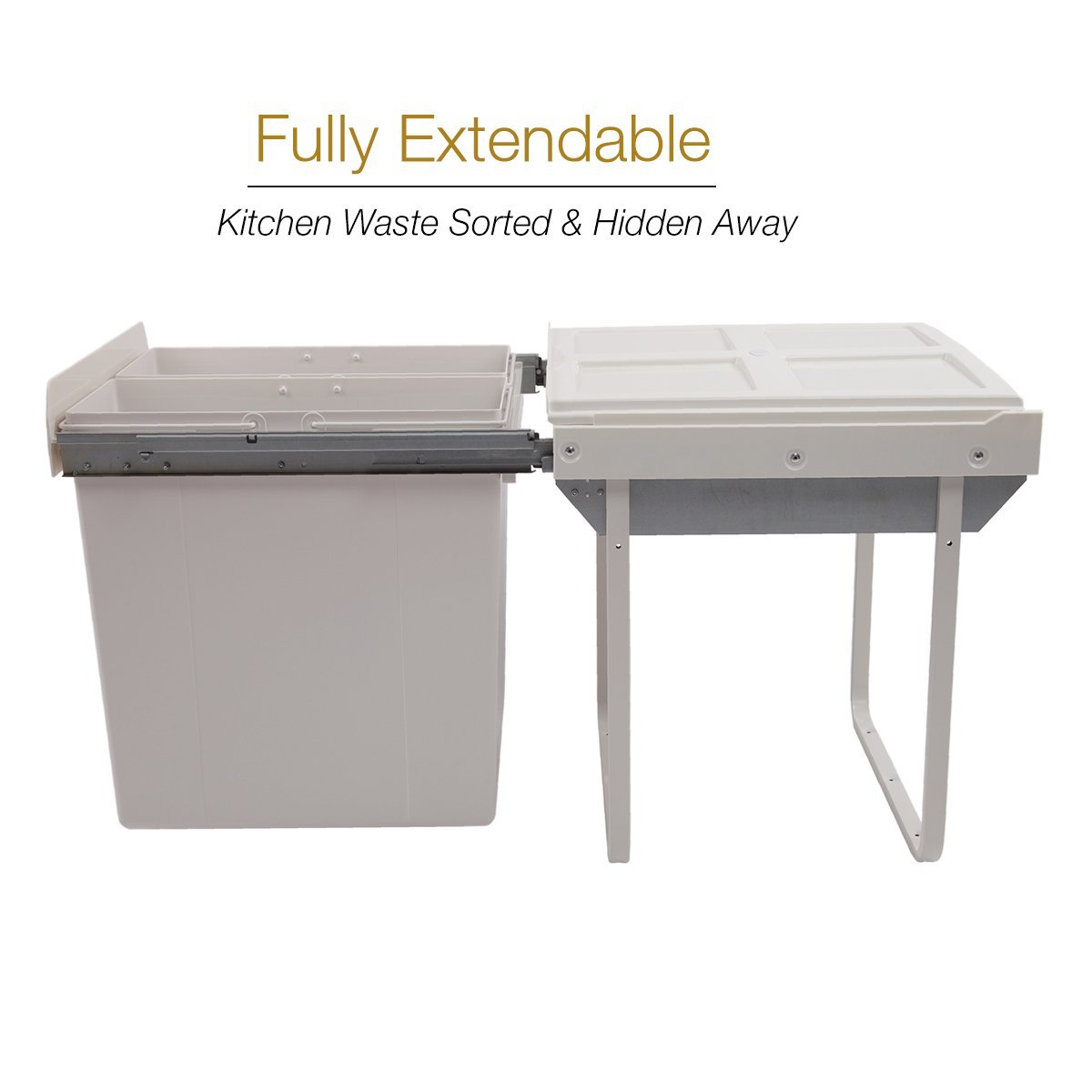 68L Soft Close Pull Out Waste Bin For 600mm Cabinet 2x34L Storage Arova Kitchens & Bathrooms 