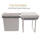 68L Soft Close Pull Out Waste Bin For 600mm Cabinet 2x34L Storage Arova Kitchens & Bathrooms 