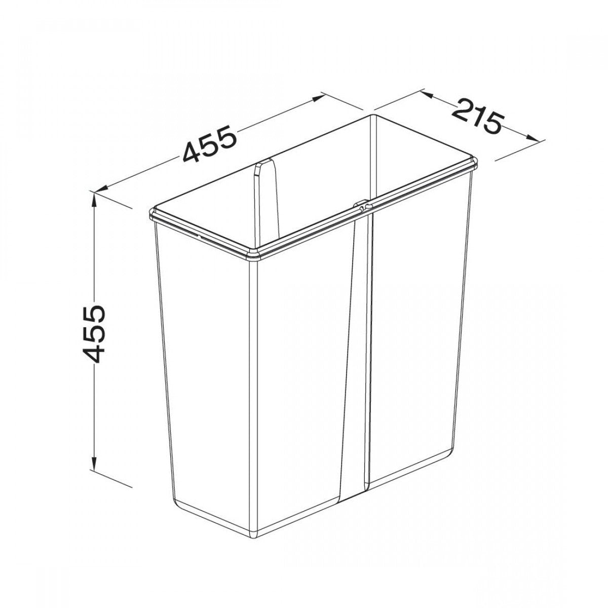 68L Grey Pull Out Integrated Kitchen Waste & Recycling Bin for 600mm Wide  Cabinet 1 X 34L 2 X 17L Compartments Soft Close Base Mounted 