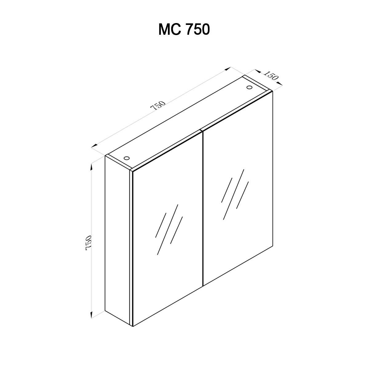 75cm Shaving Cabinet 2 Door- MC75 Vanities & Mirrors Arova 