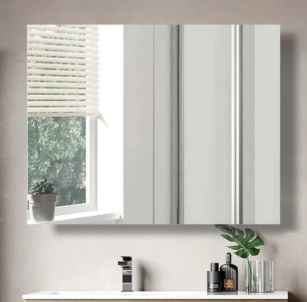 Mirror Shaving Cabinet 90cm 900mm 2Door White Bathroom Ensuite Arova