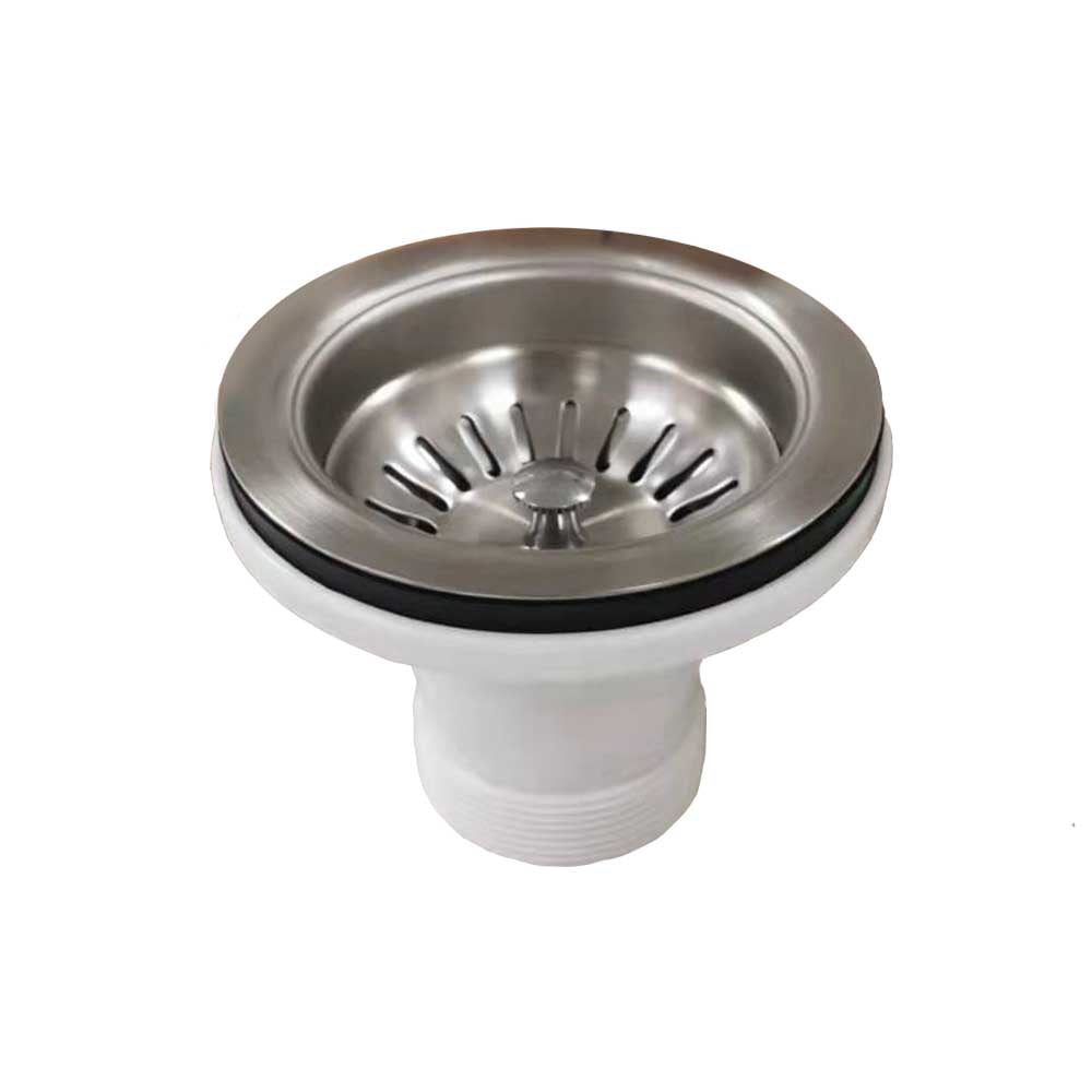 90mm Fine Fireclay & Granite Butler Sink Basket Waste and Plug Brushed Sinks Arova 