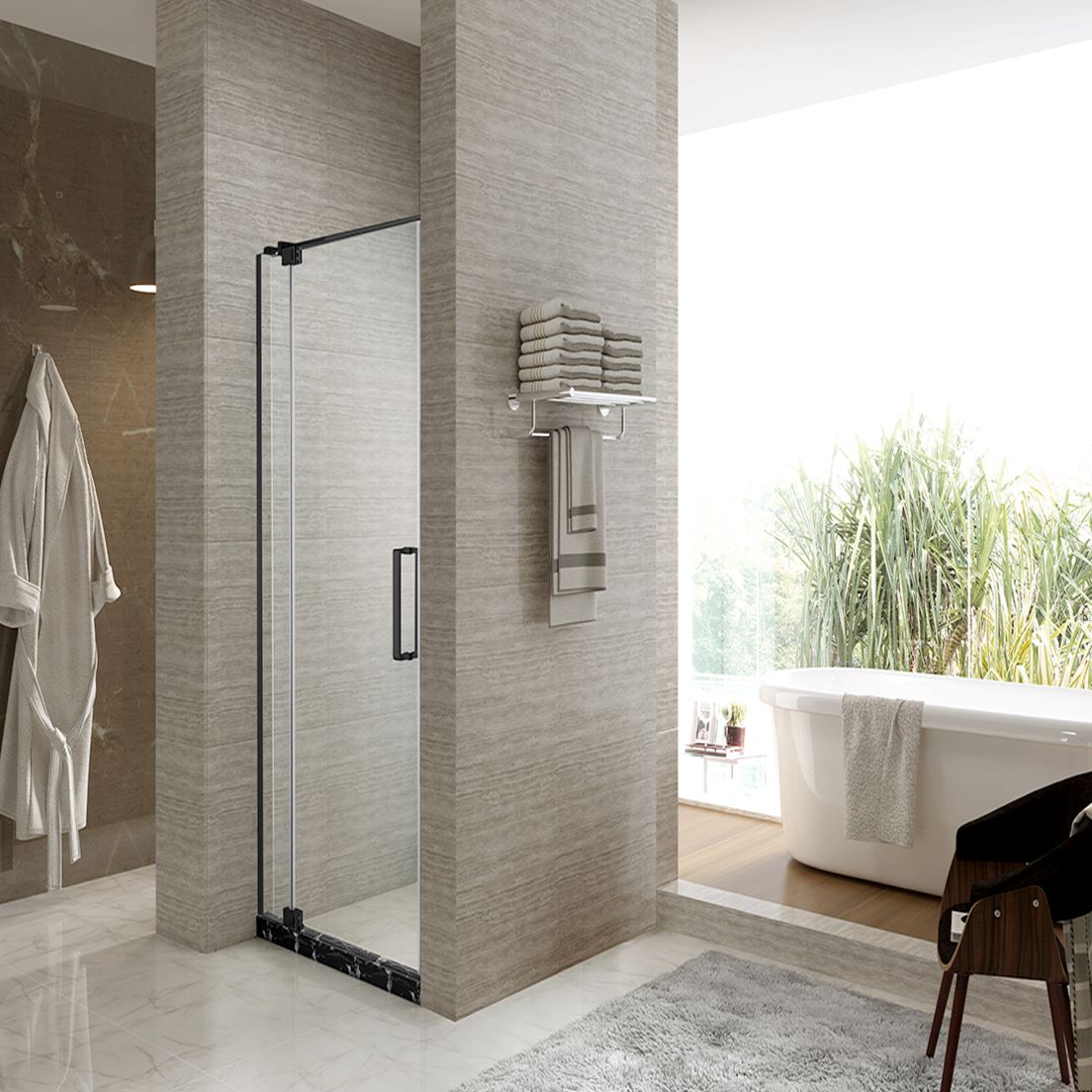 Adjustable Fully Frameless Shower Screen - Front Only - Multiple Sizes Showers Shower Screen 