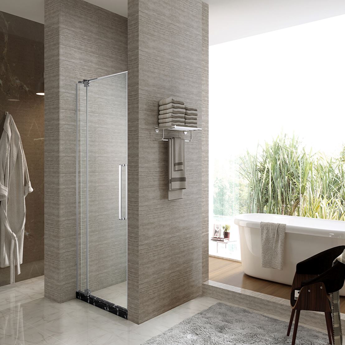 Adjustable Fully Frameless Shower Screen - Front Only - Multiple Sizes Showers Shower Screen 