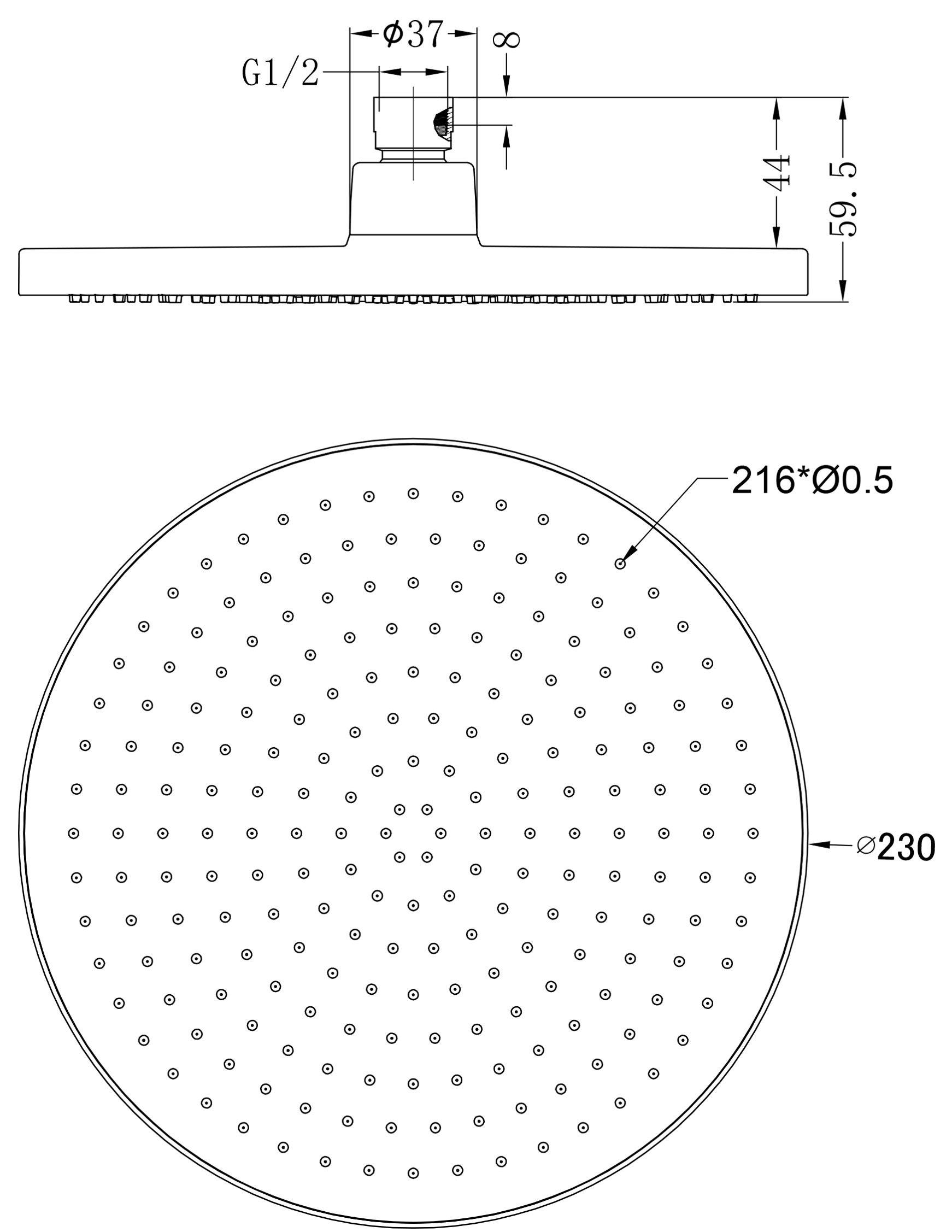 Air Shower Head Matte Black 508076-MB Showers Nero 