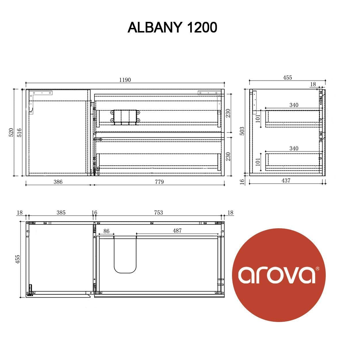 ALBANY 120cm Oak Timber Wall Hung Vanity Vanities & Mirrors Arova 