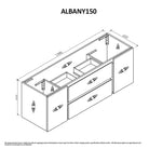 ALBANY 150cm Oak Timber Wall Hung Vanity Vanities & Mirrors Arova 