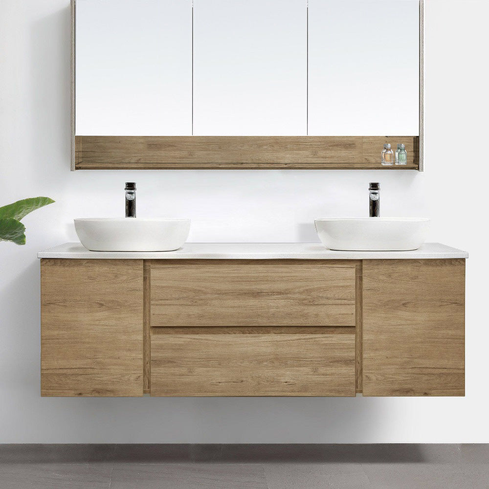 Logan Bathroom Tallboy Wall Hung Cabinet Oak Timber Look Melbourne Arova