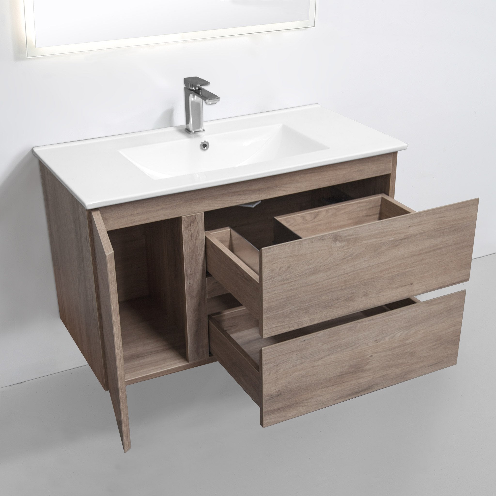 ALBANY 75cm Oak Timber Wall Hung Vanity Vanities & Mirrors Arova 