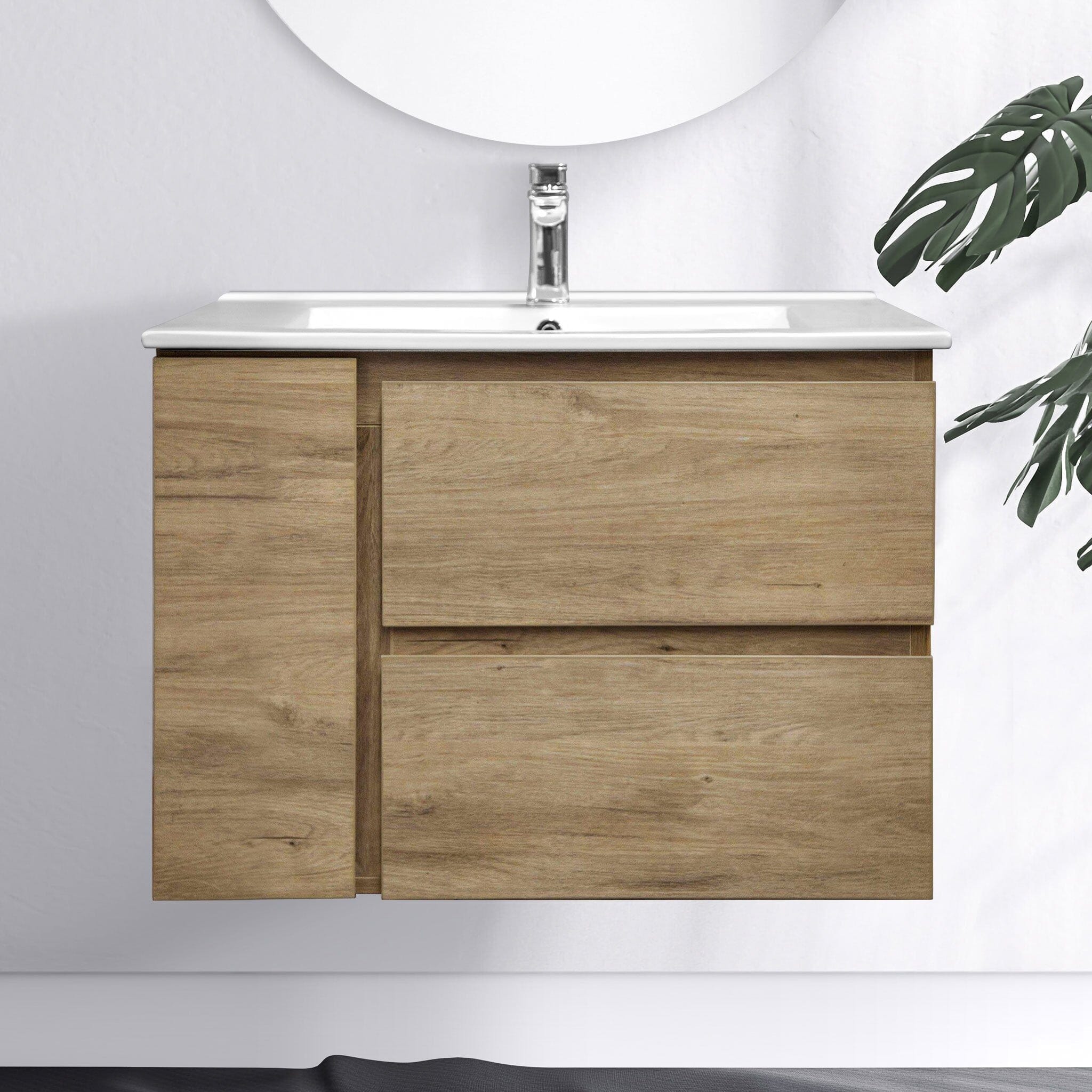 ALBANY 75cm Oak Timber Wall Hung Vanity Vanities & Mirrors Arova 